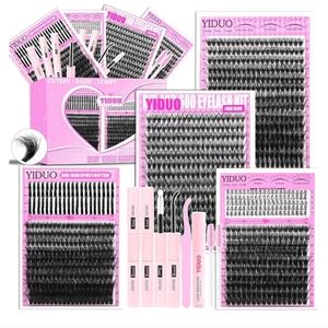 4 Styles Lash Clusters Kit 40D/60D/80D/100D+Spikes+Bottom Eyelash Clusters